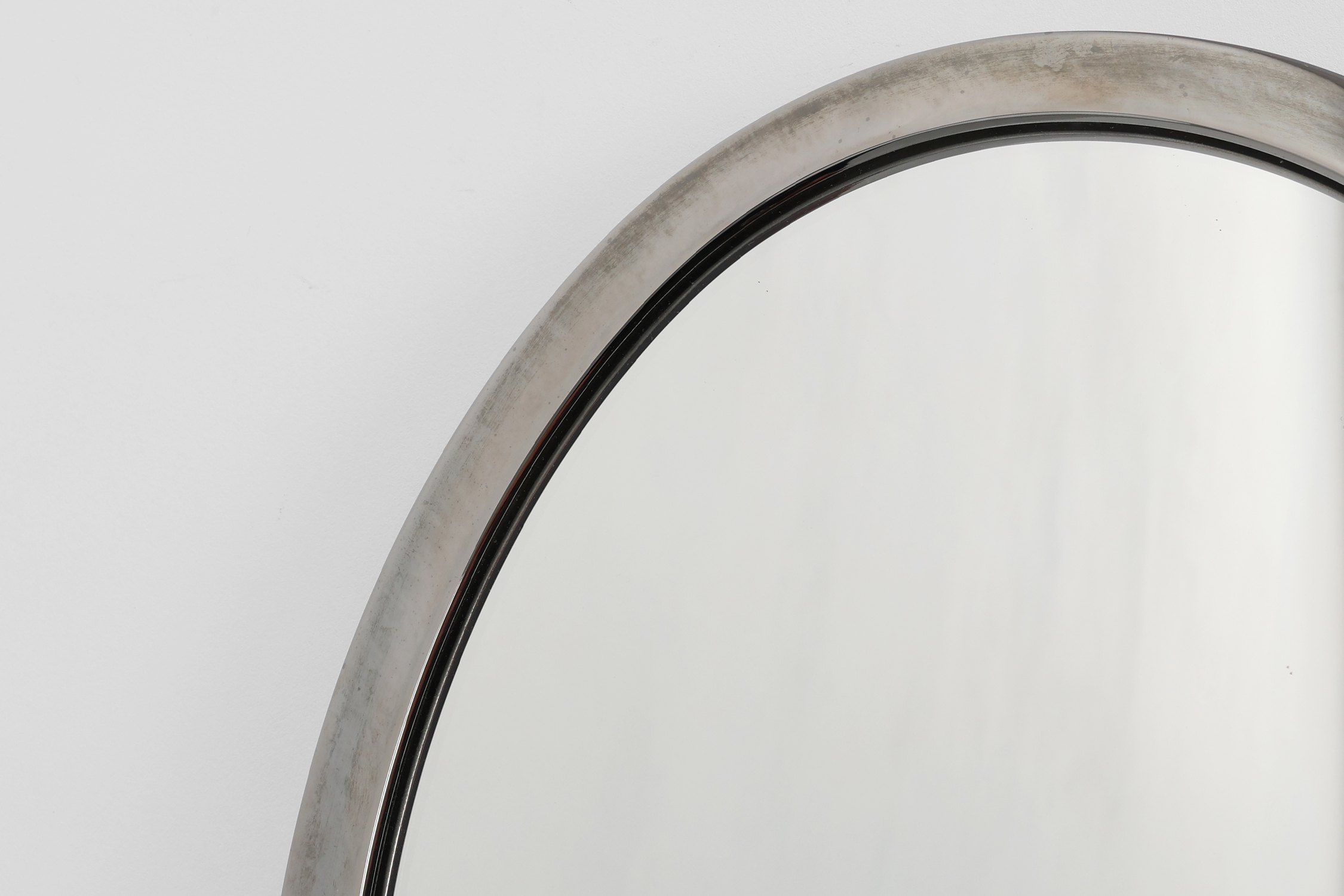 Art Deco Chrome Oval Wall Mirror, Belgium ca. 1920thumbnail